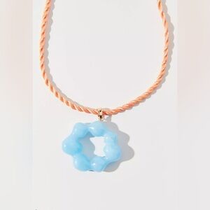 Urban Outfitters Kaia Abstract Circle Pendant Corded Necklace / Blue